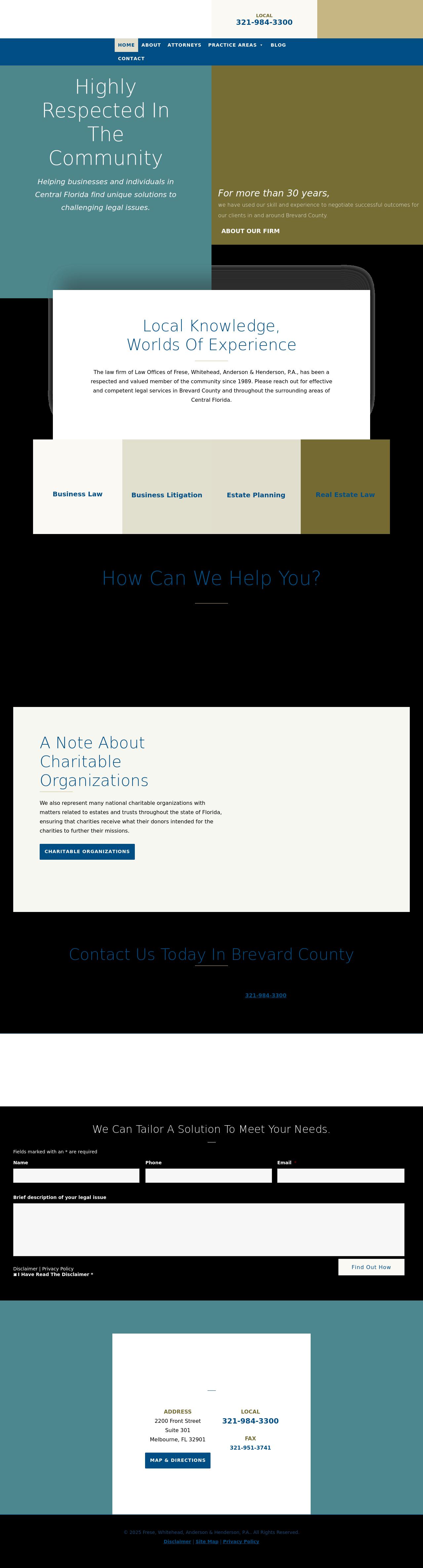 Frese, Hansen, Anderson, Anderson, Heuston & Whitehead, P.A. - Melbourne FL Lawyers