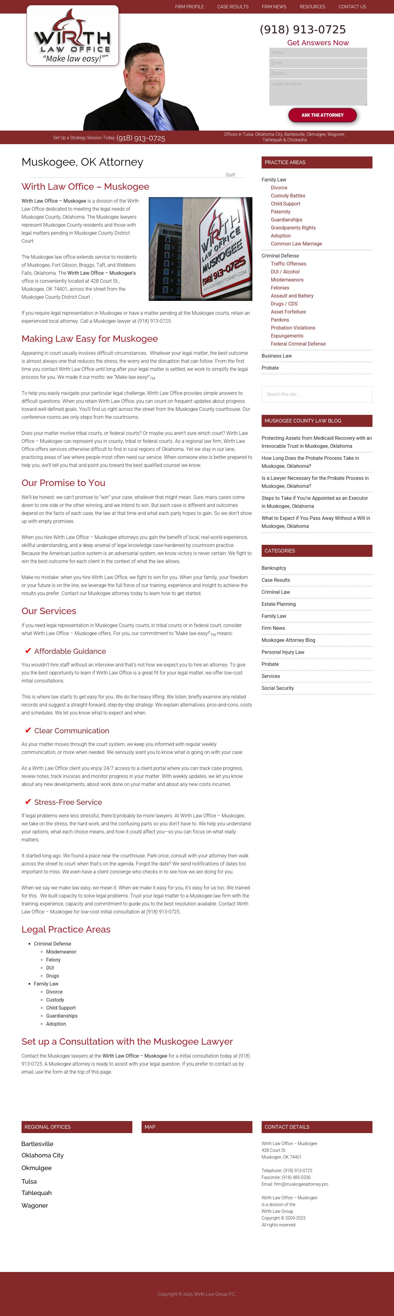 Wirth Law Office - Muskogee Attorney - Muskogee OK Lawyers